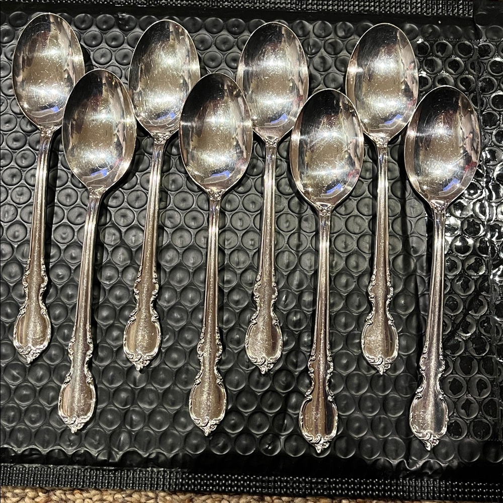 1847 Rogers Bros IS set of 9 Silver plate tablespoons Silverware Flatware VGUC